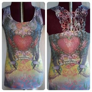New Tank Top with Lace back. Size S